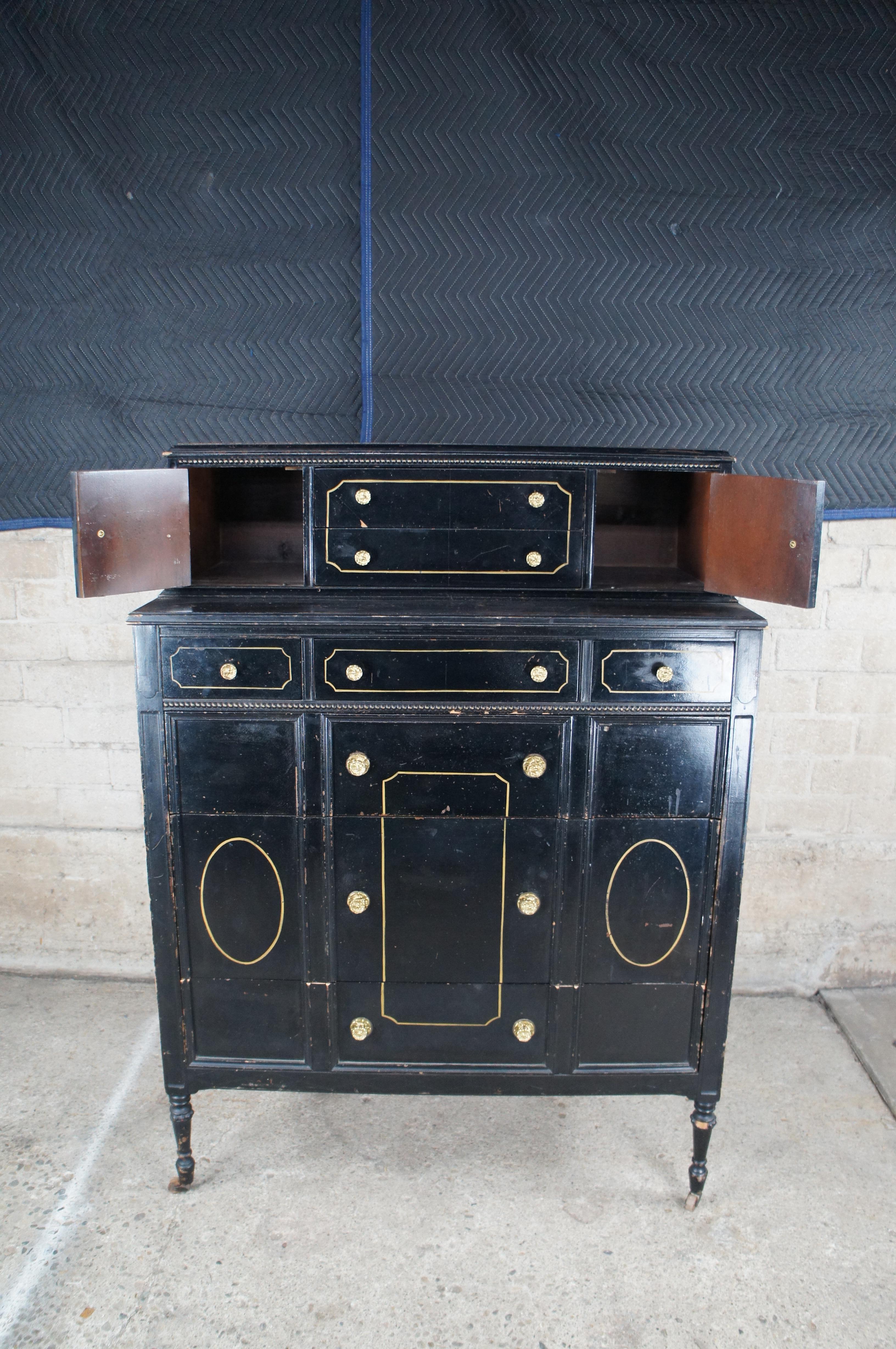 20ième siècle Antiquité - Début du 20e siècle Acajou peint Tallboy Dresser Chest of Drawers en vente