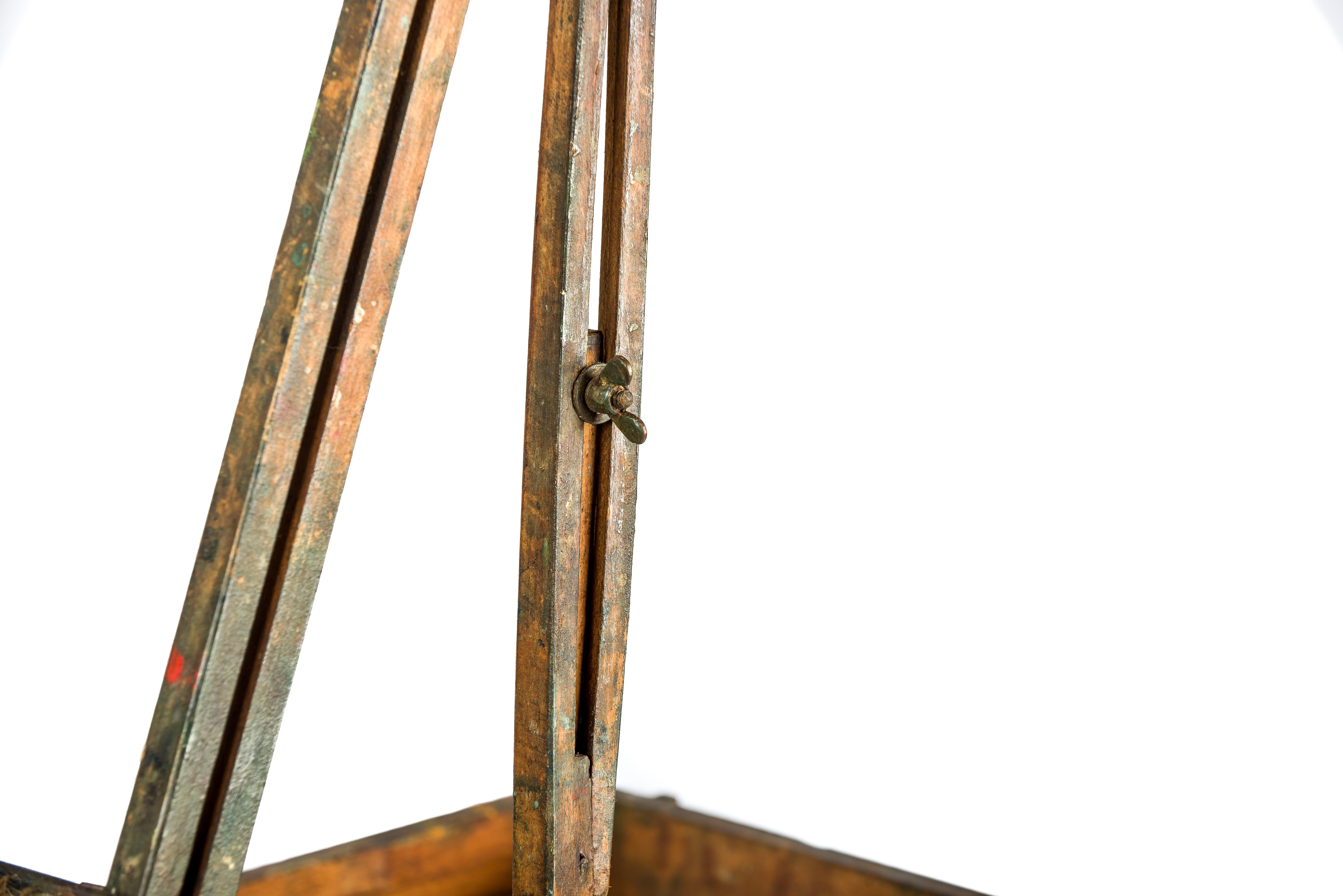 Antique Early 20th Century Portable Folding Used Beechwood Easel For Sale 6