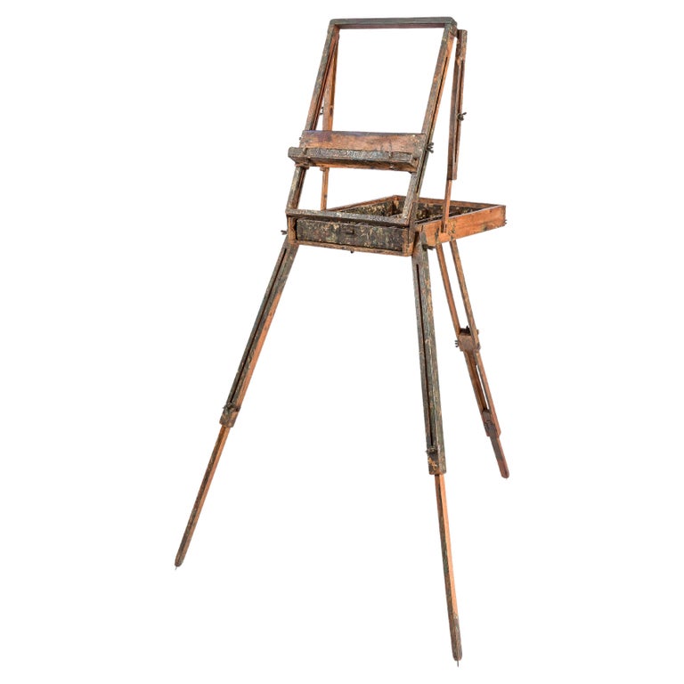Antique Early 20th Century Portable Folding Used Beechwood Easel For Sale at 1stDibs