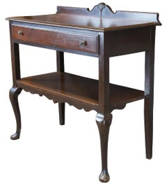 Antique Early 20th Century Queen Anne Mahogany Buffet Side Server Dry Bar