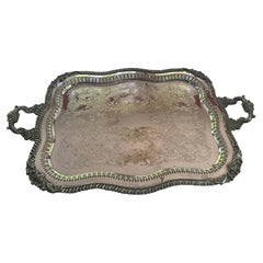 Antique early 20th century Rococo style large butler by Crown silver co.