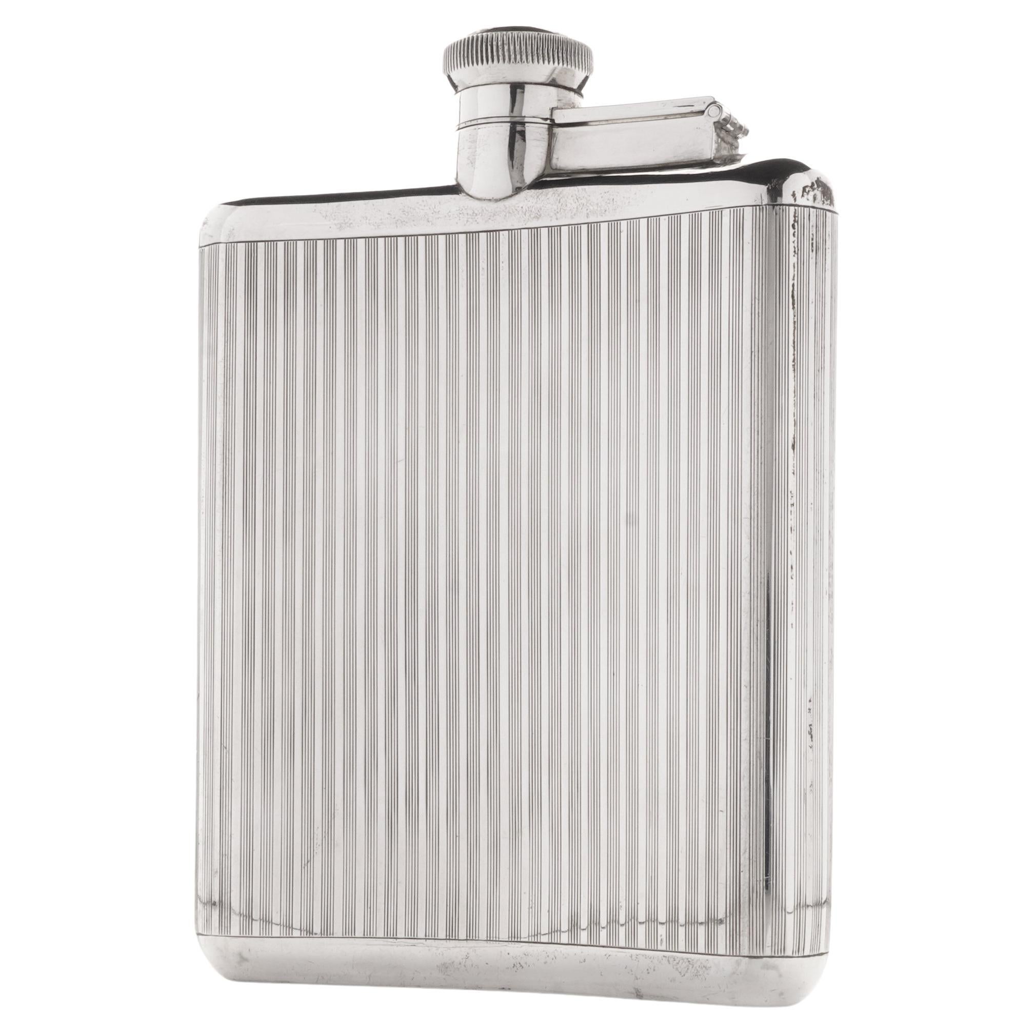 Antique Early 20th Century Sterling Silver Flask For Sale