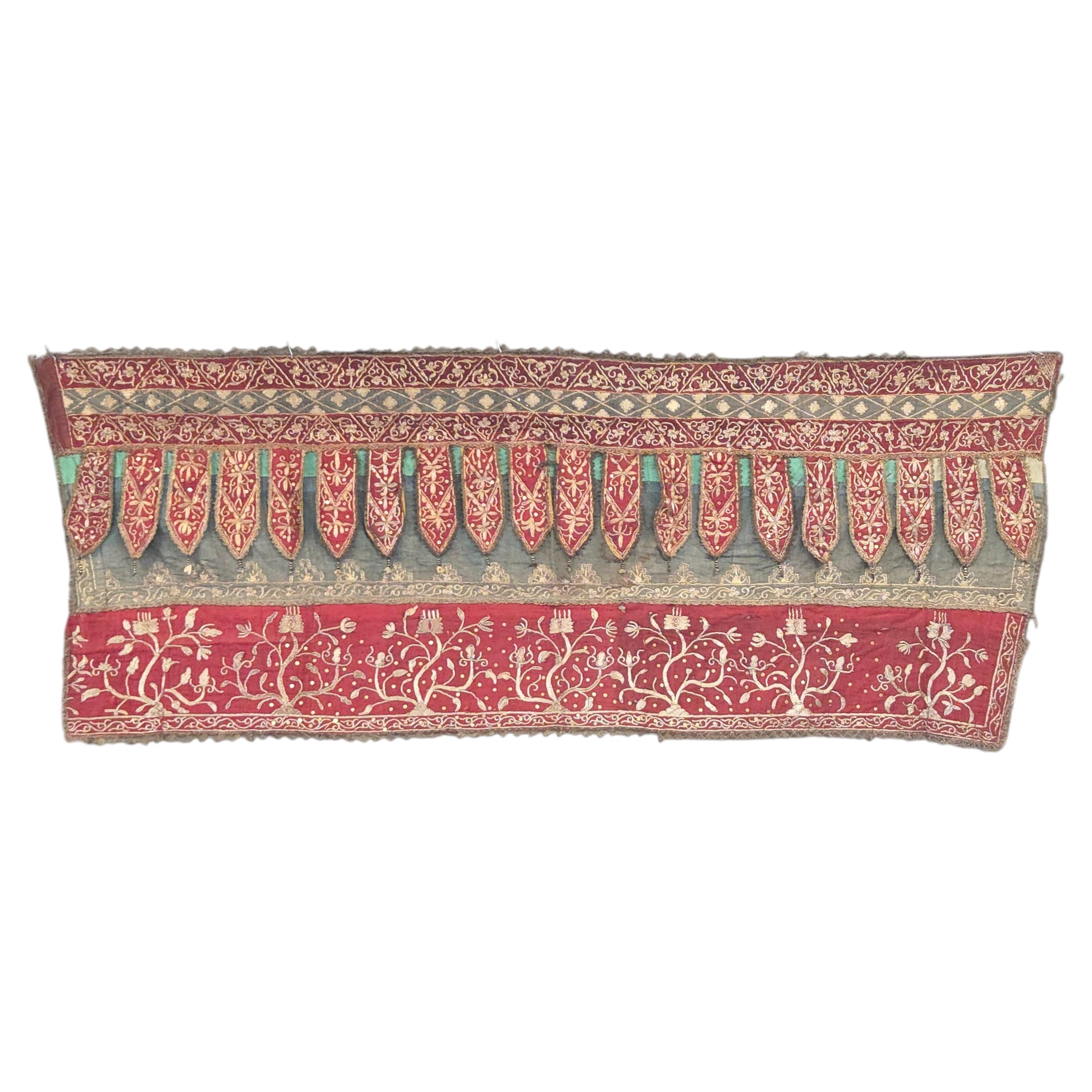 Antiguo colgante textil ceremonial Tirai de Sumatra de principios del siglo XX
