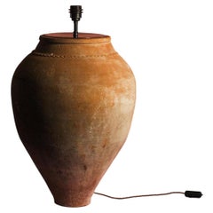 Antique Early 20th Century Turkish Terracotta Harvest Jar Table Lamp