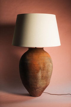 Antique Early 20th Century Turkish Terracotta Olive Jar Table Lamp