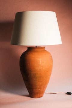Antique Early 20th Century Turkish Terracotta Olive Pot Lamp