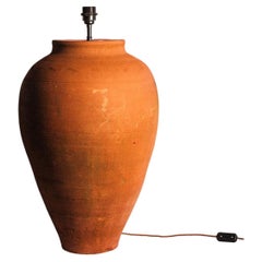 Antique Early 20th Century Turkish Terracotta Olive Pot Lamp