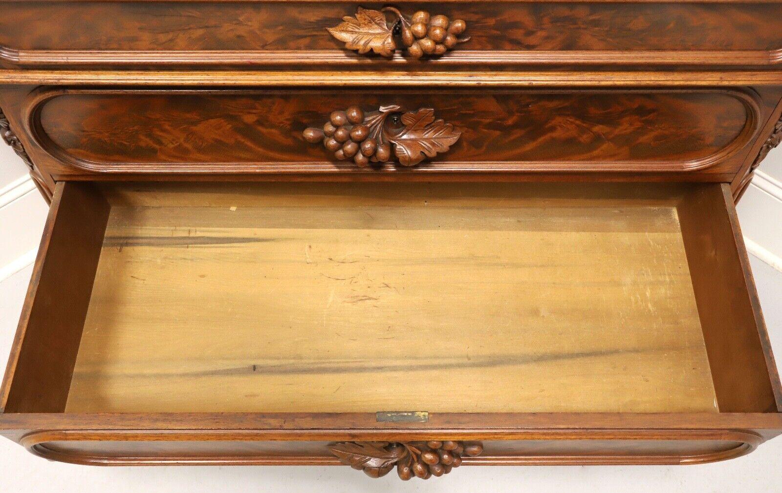 Antique Early 20th Century Victorian Burl Walnut Marble Top Four-Drawer Chest 2