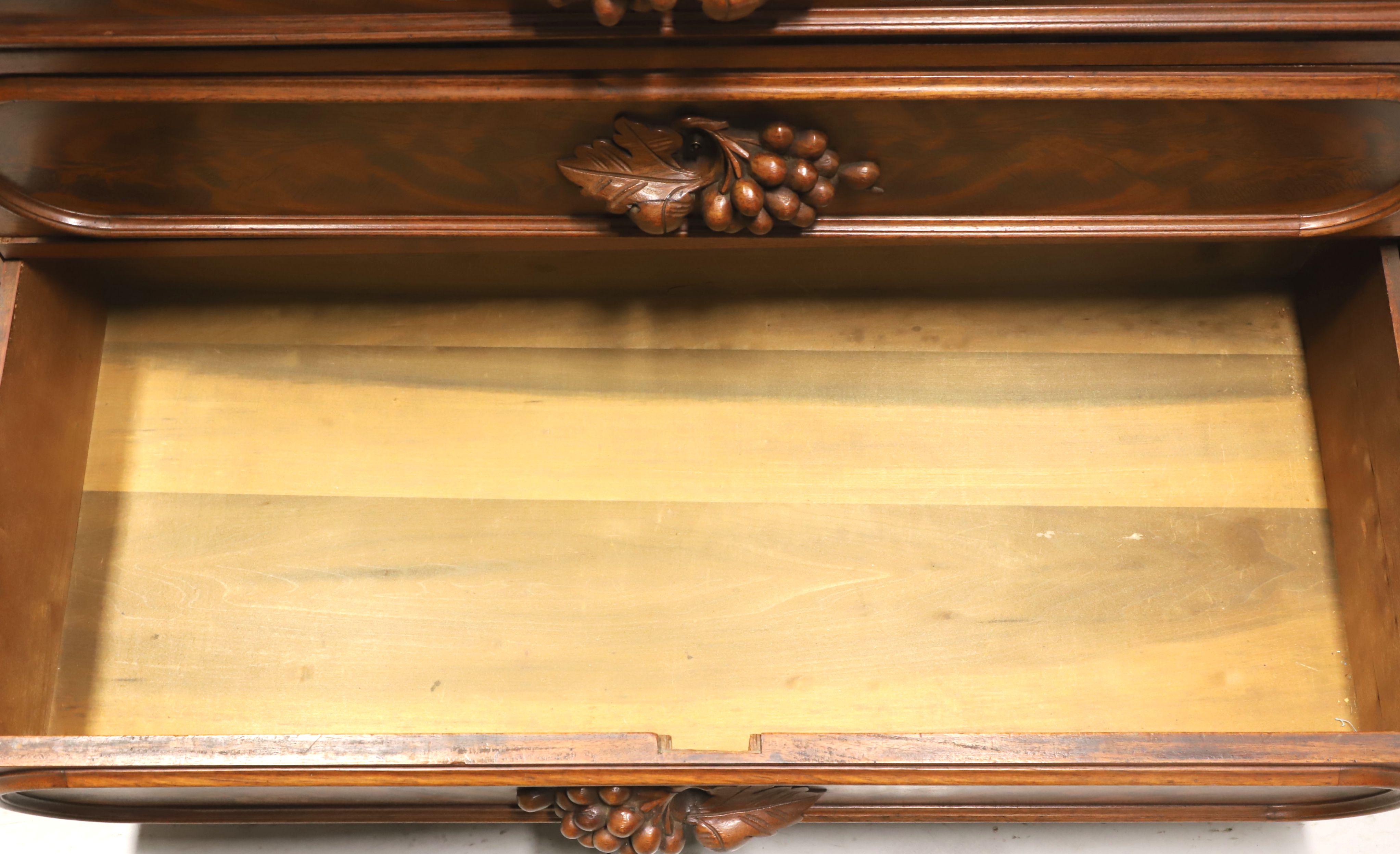 Antique Early 20th Century Victorian Burl Walnut Marble Top Four-Drawer Chest 3