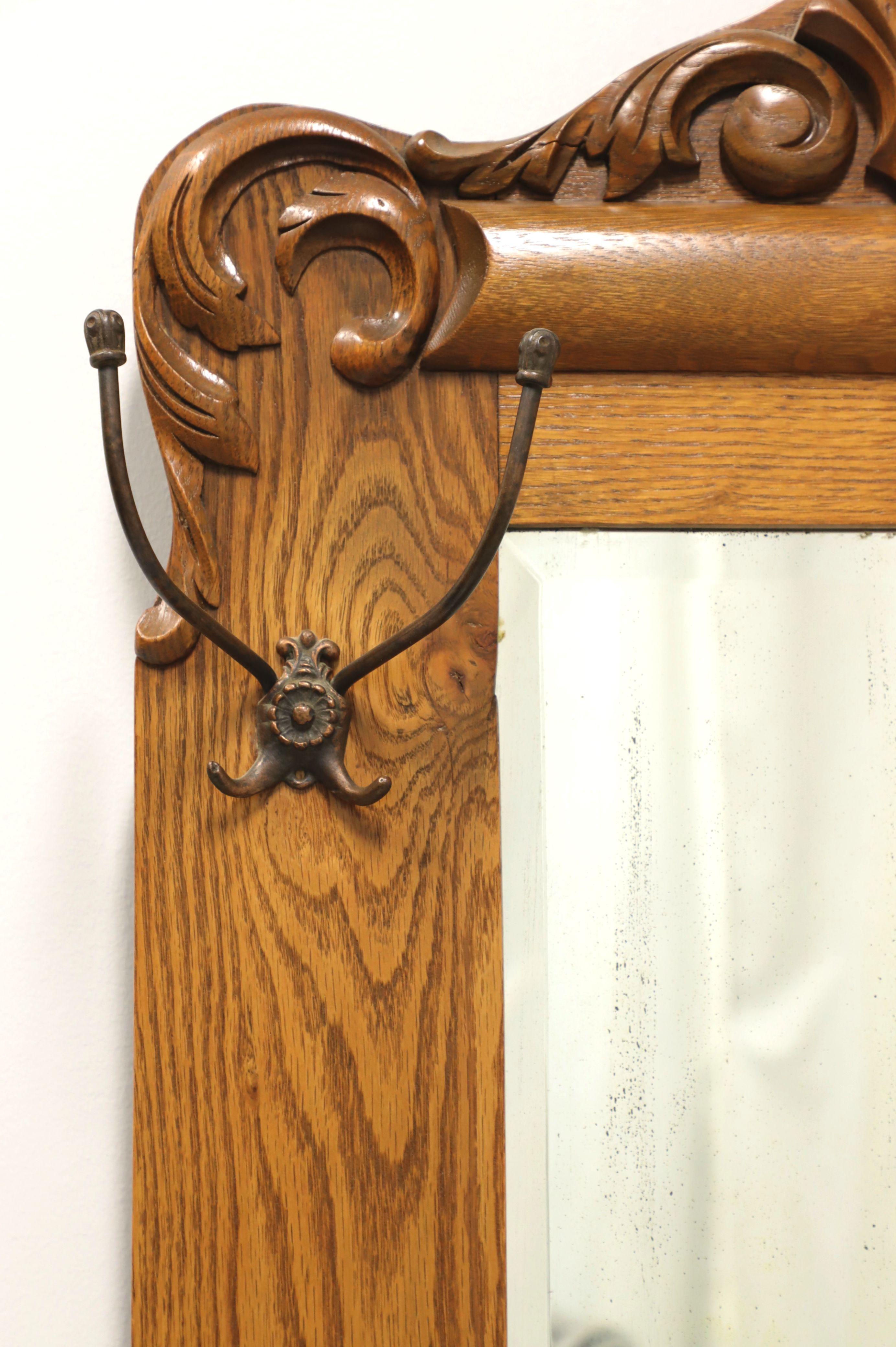 vintage oak hall tree