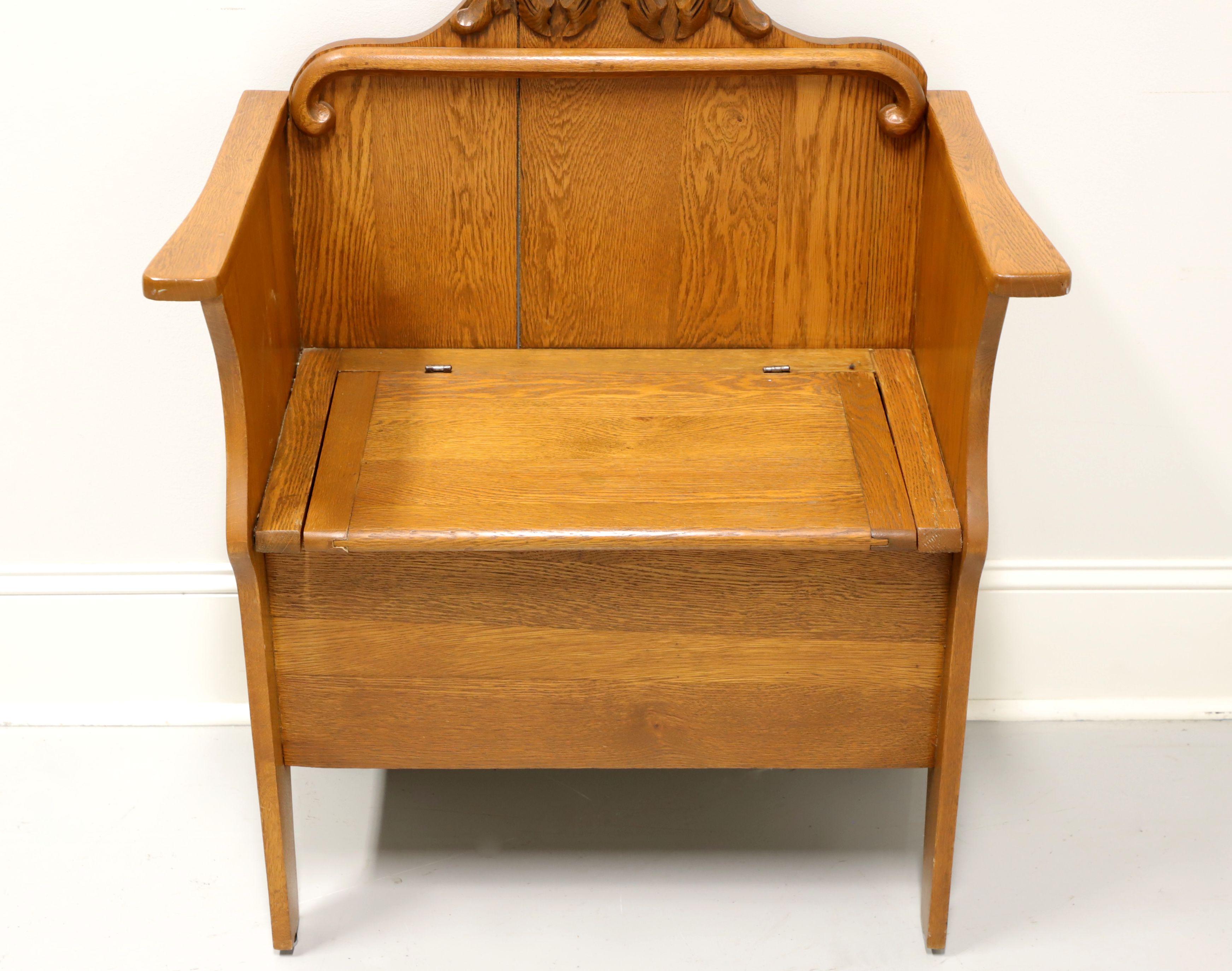 Antique Early 20th Century Victorian Oak Hall Tree with Bench 2