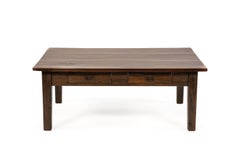 Antique early 20th century warm brown teak coffee table with four drawers