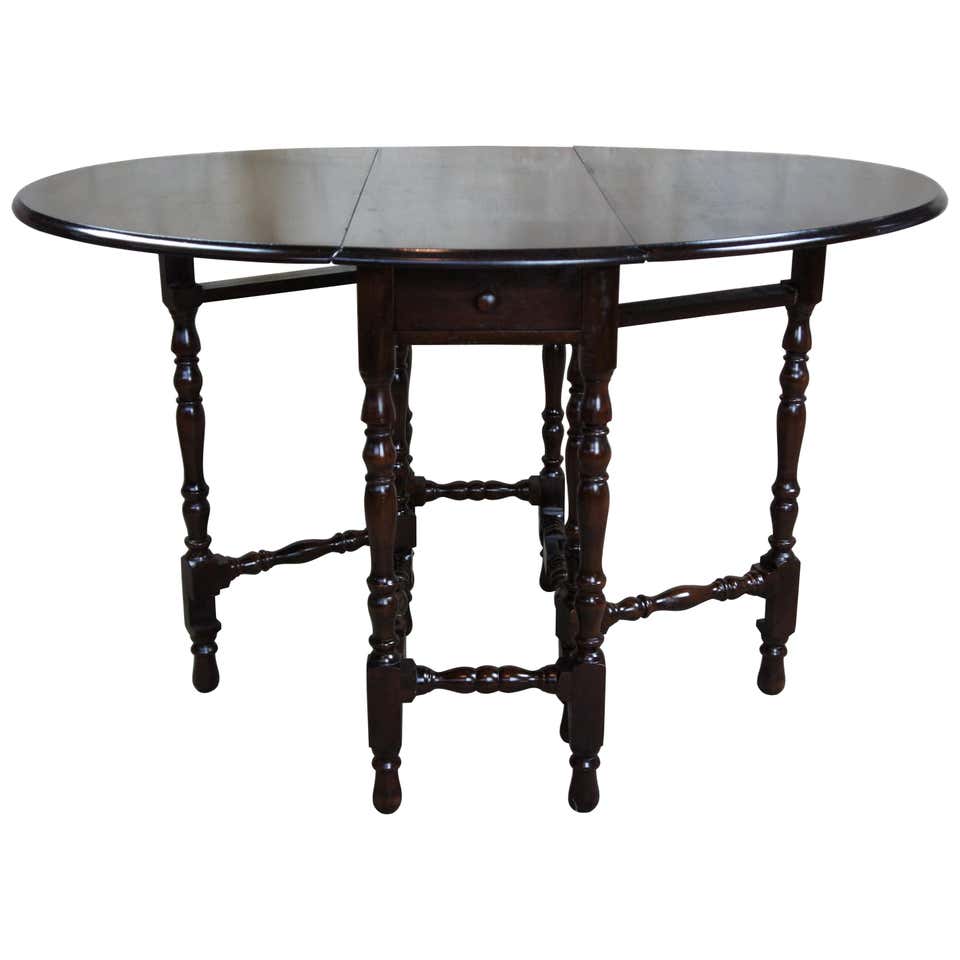 Antique Early 20th Century William and Mary Walnut Drop Leaf Gateleg ...
