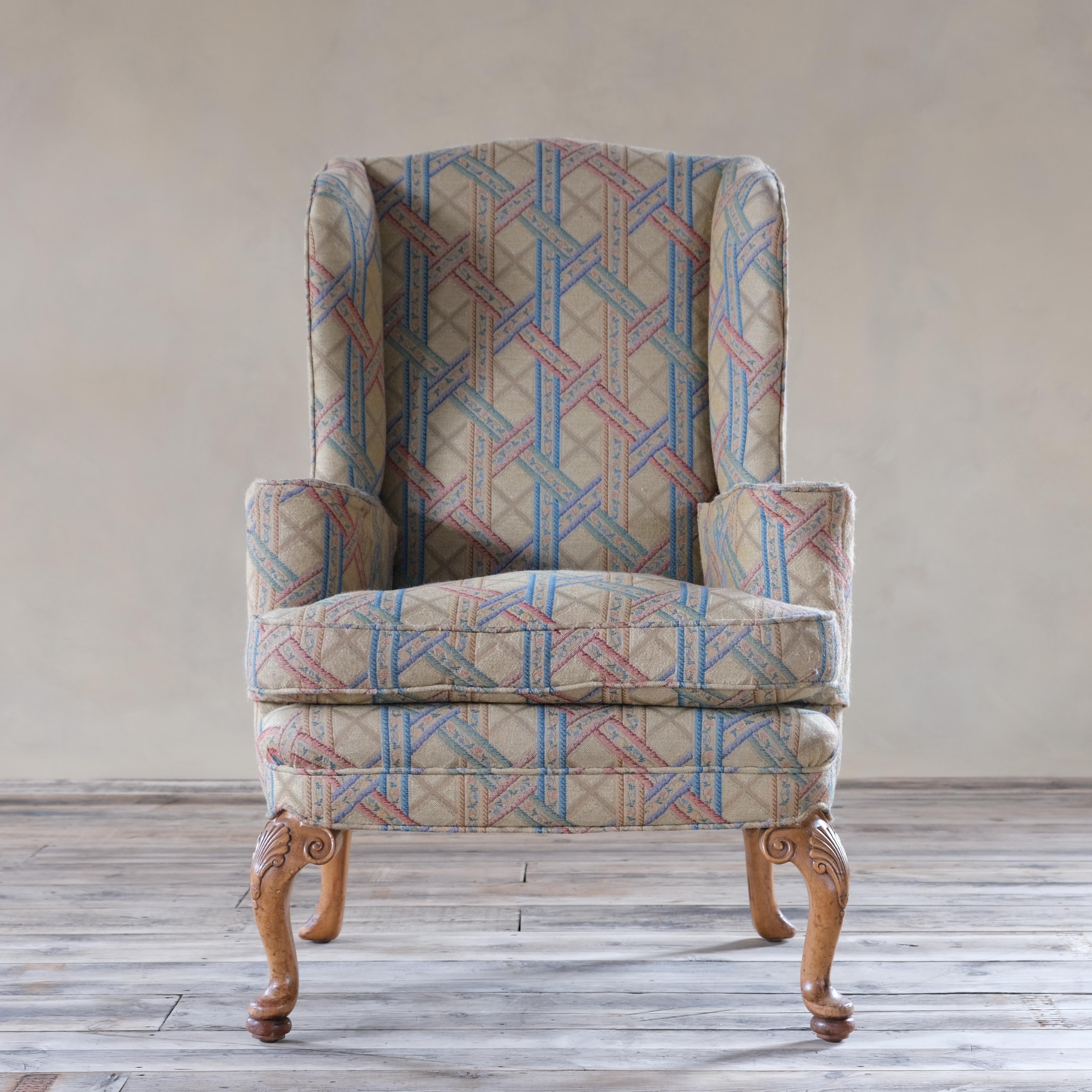 George III Antique Early 20th Century Wingback Armchair, circa 1900 For Sale