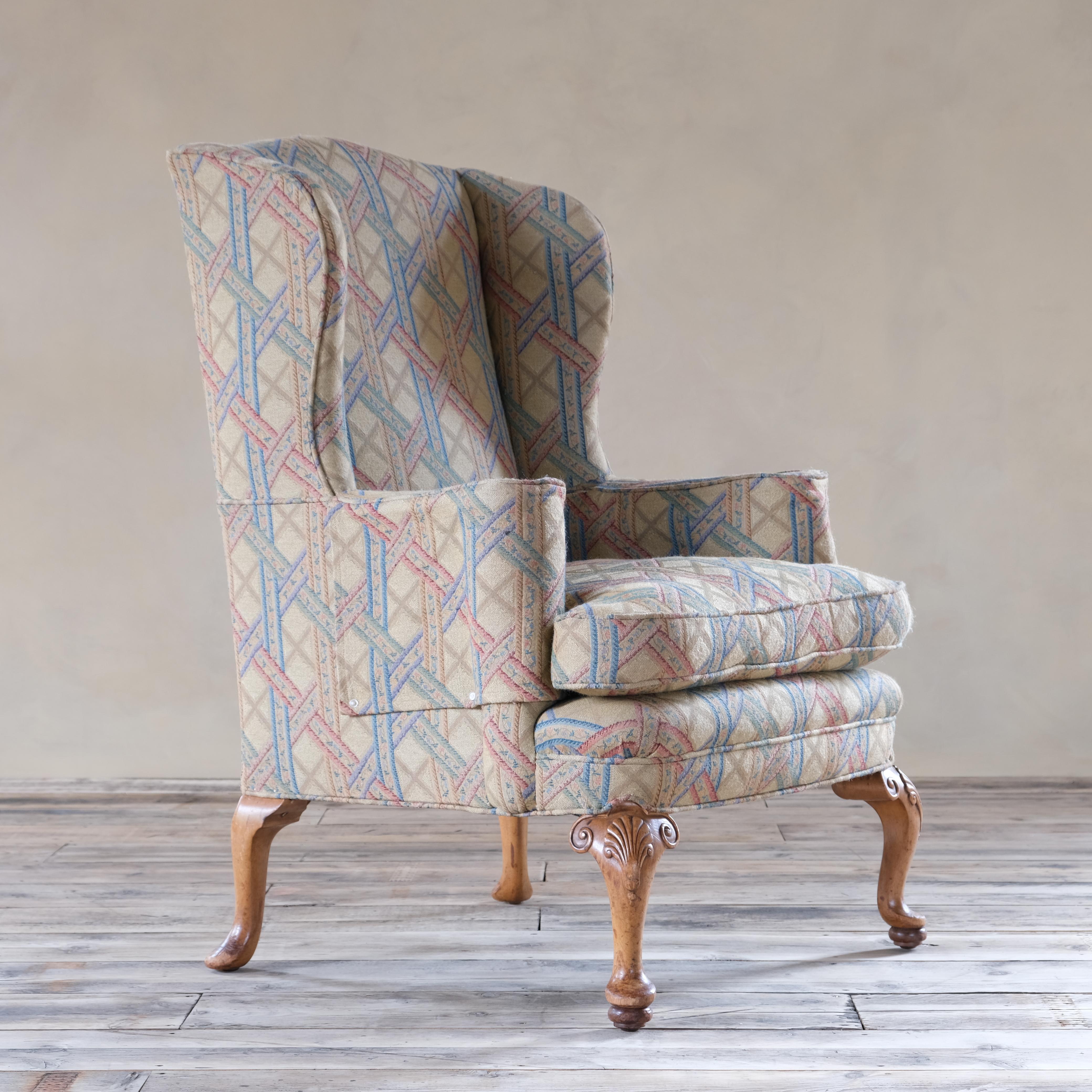 British Antique Early 20th Century Wingback Armchair, circa 1900 For Sale