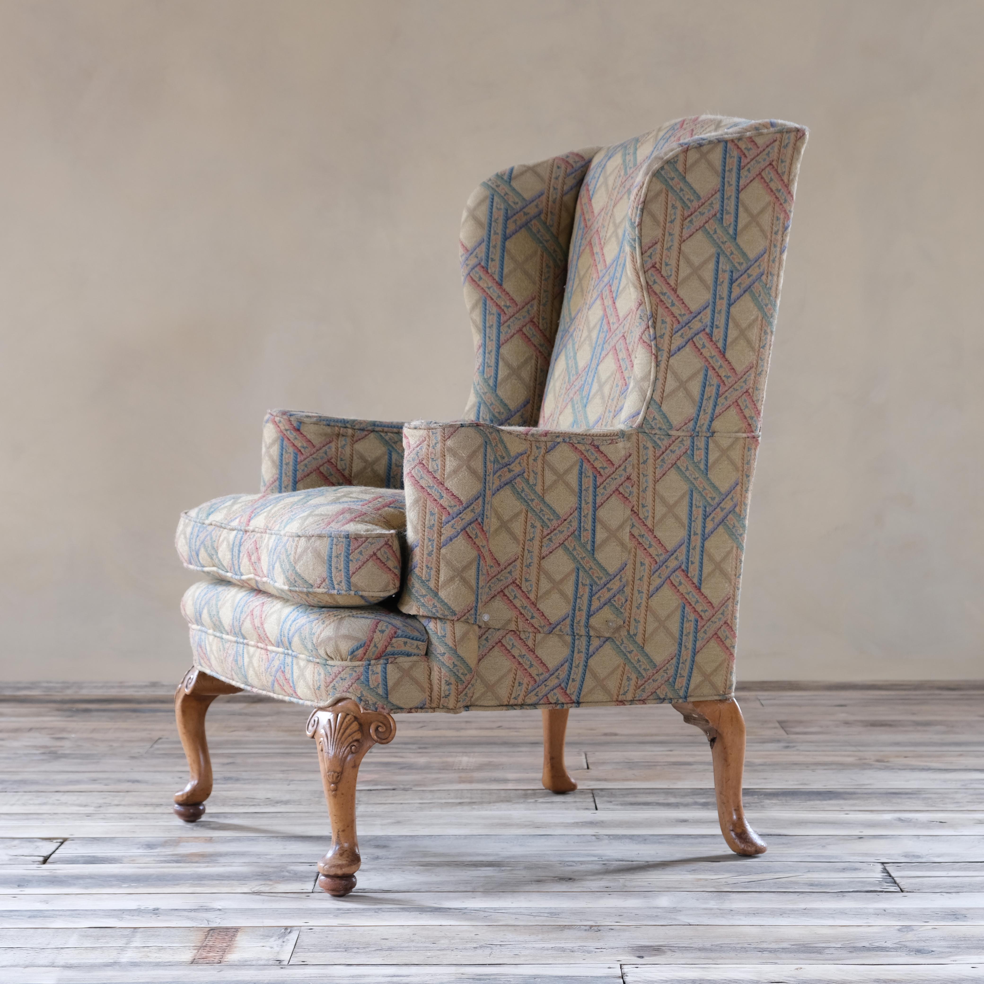 Antique Early 20th Century Wingback Armchair, circa 1900 For Sale 1