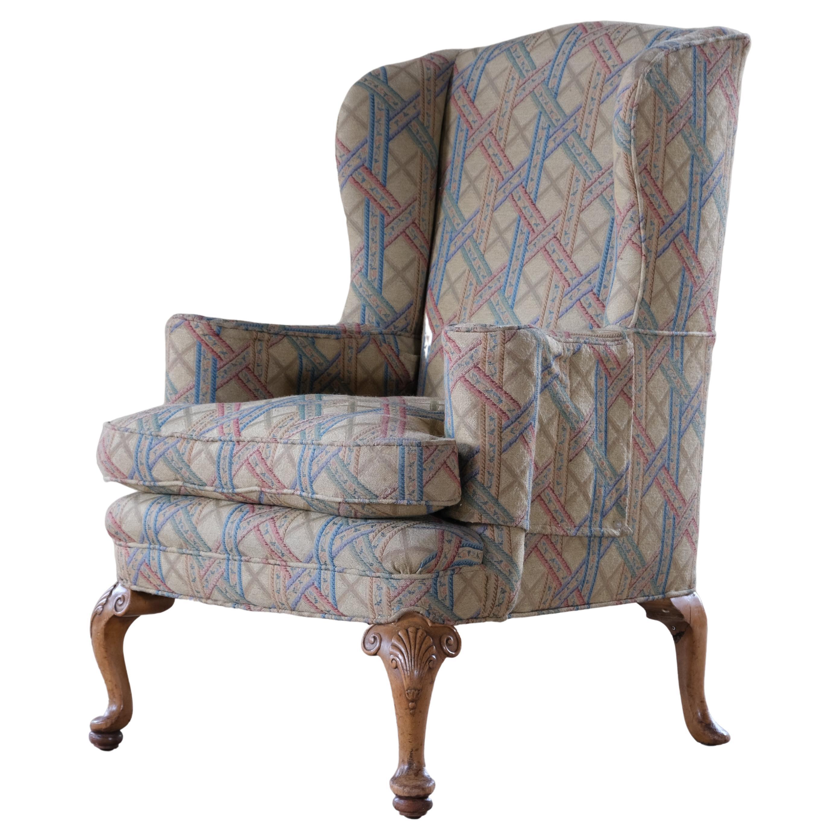 Antique Early 20th Century Wingback Armchair, circa 1900 For Sale