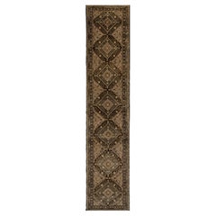 Antique Early 20th Century Wool Brown Floral Khotan Runner