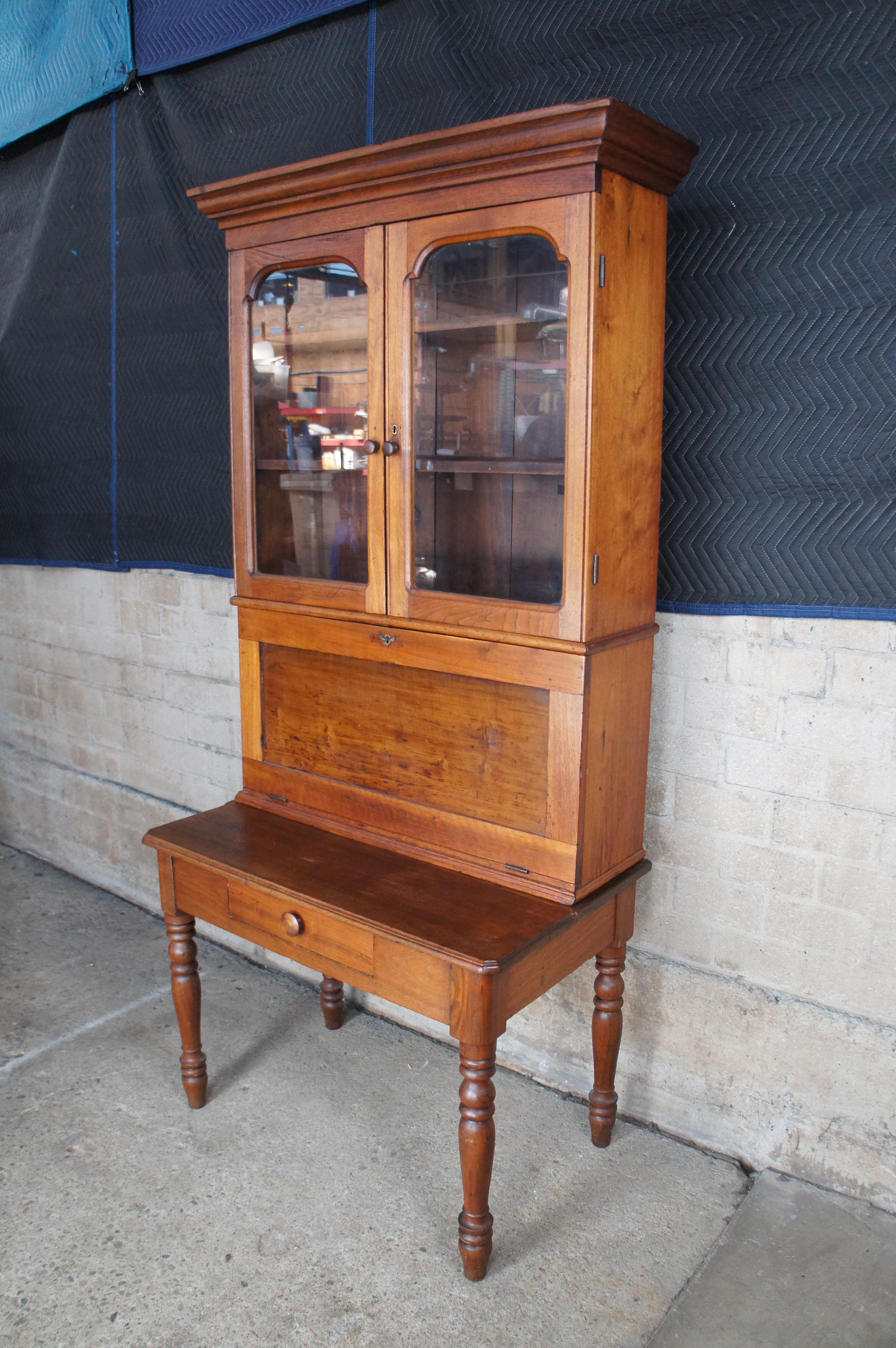 A.I.C. Cupboard Antique Early American 19th C Plantation Desk Secretary Bookcase Hutch Cupboard en vente 3