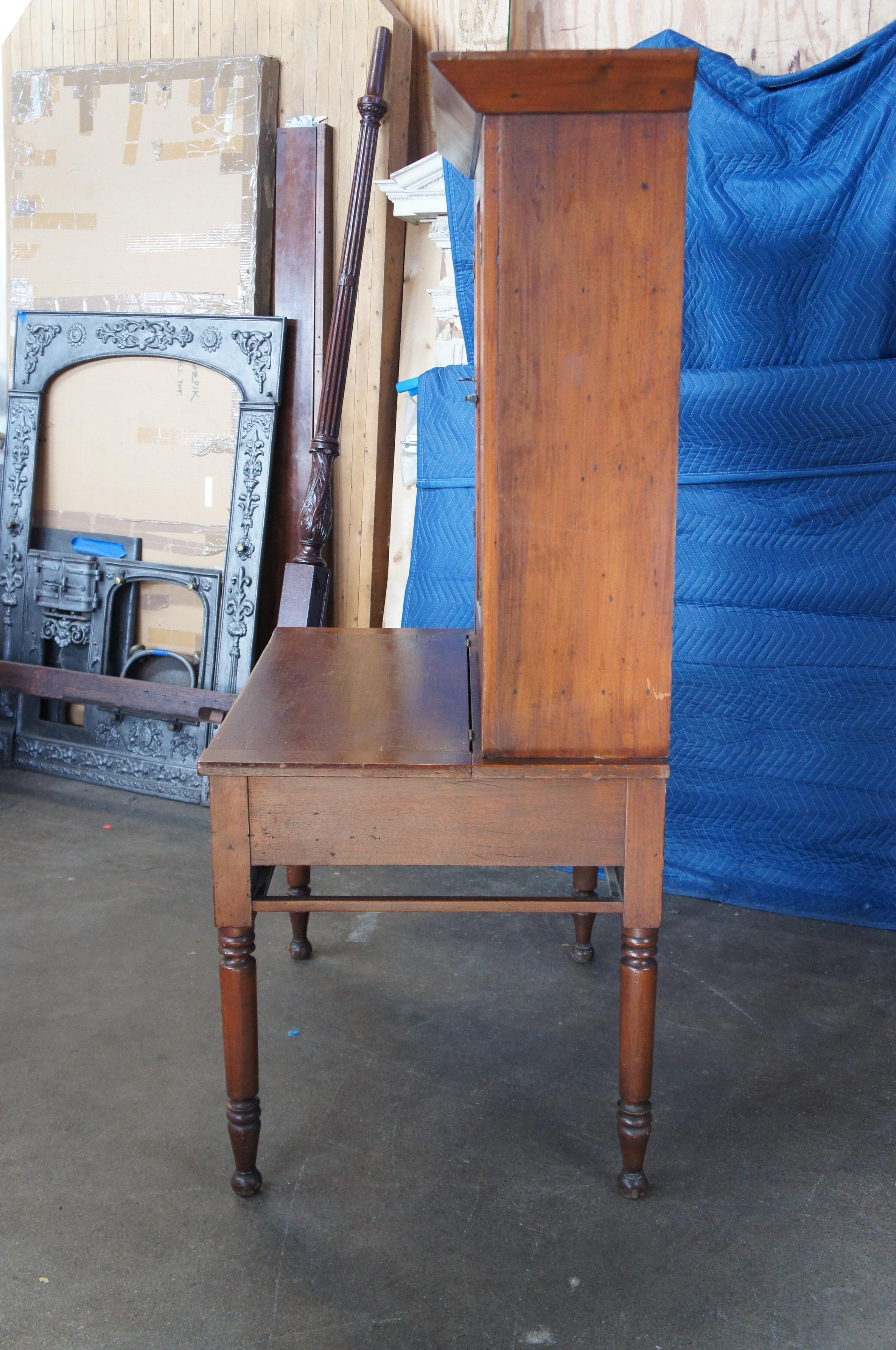 Antique Early American 19th C Plantation Writing Desk Secretary Cabinet Cupboard In Good Condition In Dayton, OH