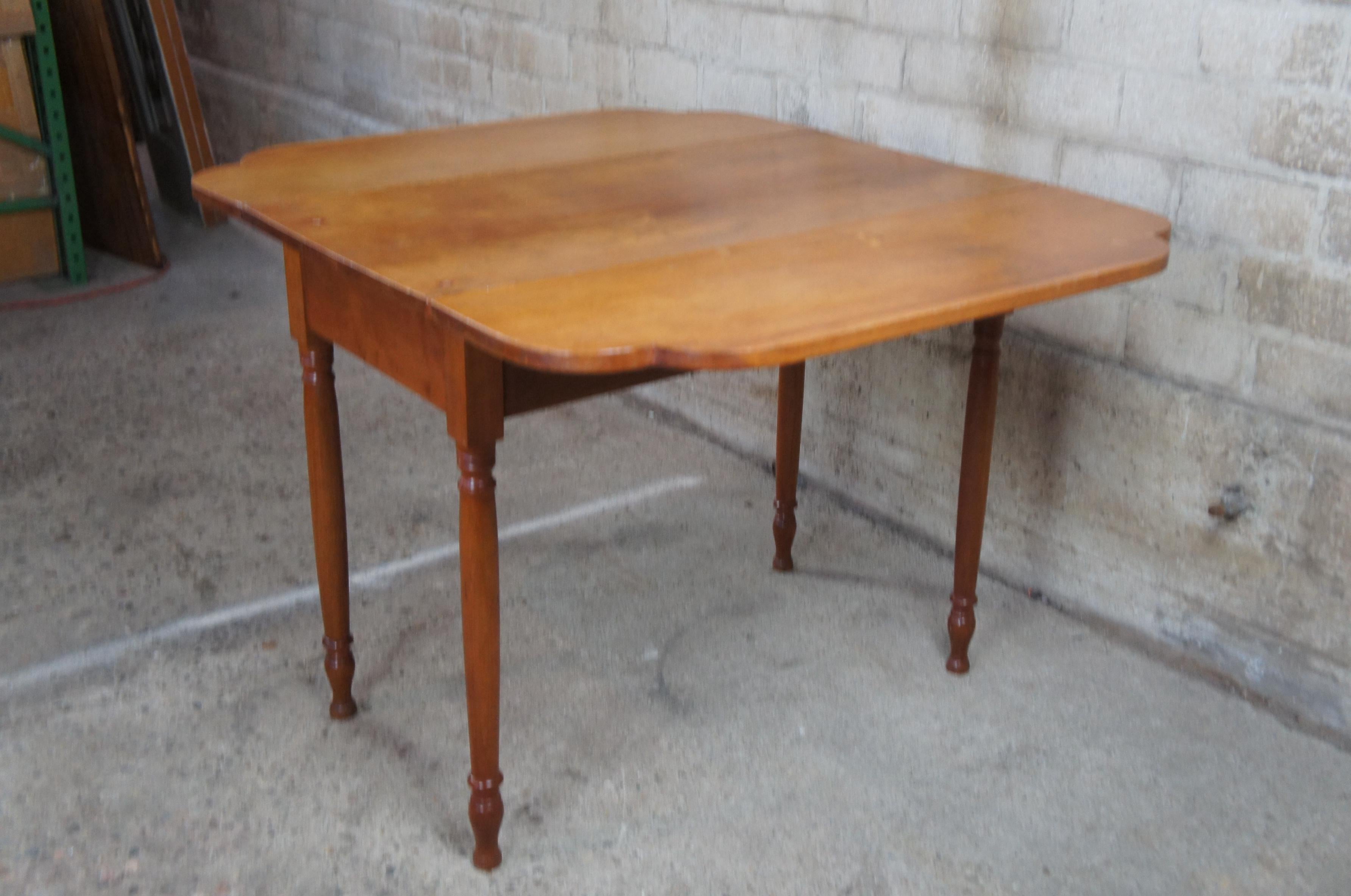 Antique Early American Cherry Drop-Leaf Dining Table Country Farmhouse 5