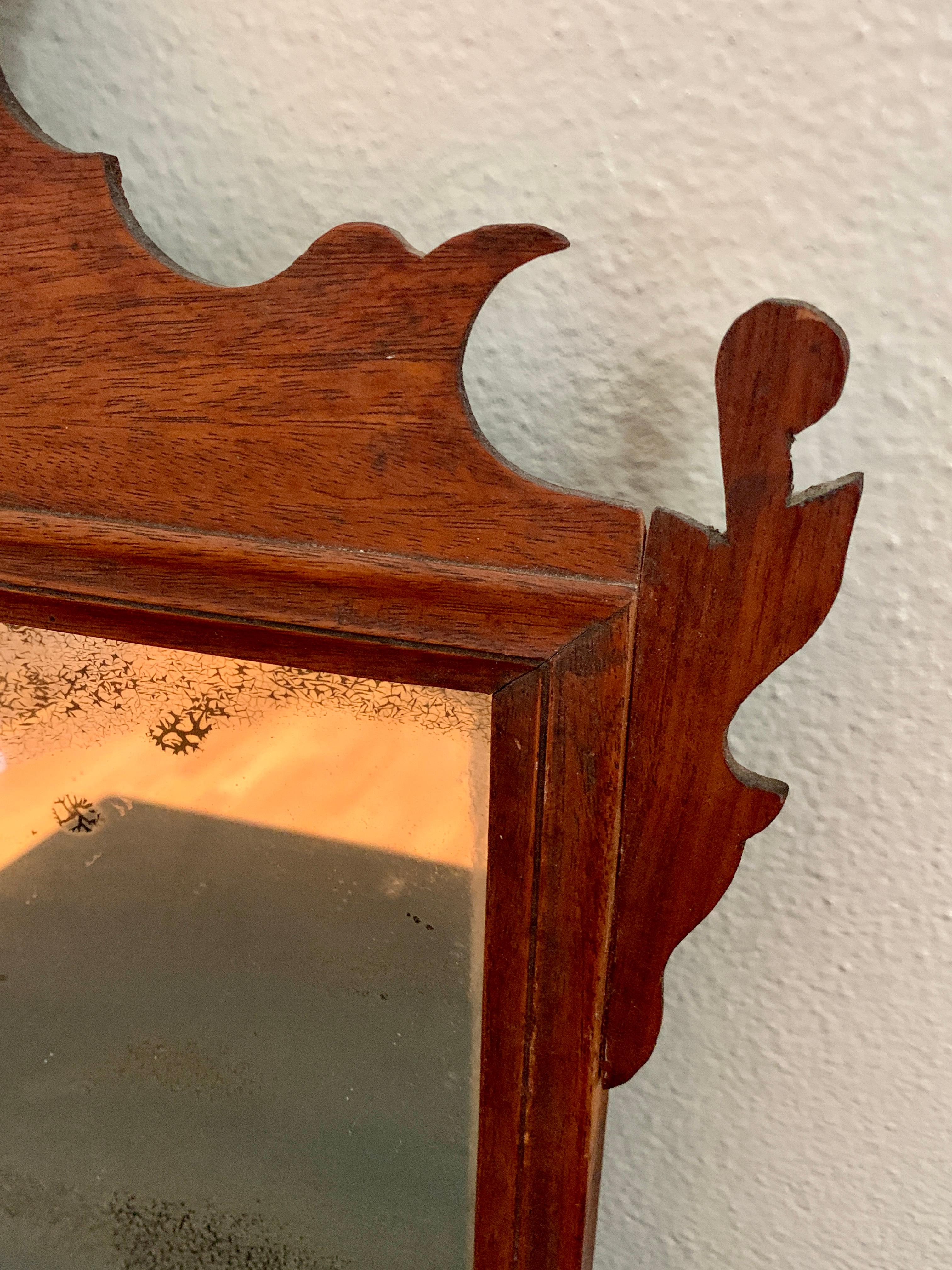 Antique Early American Chippendale Mahogany Mirror, Late 18th Century 11