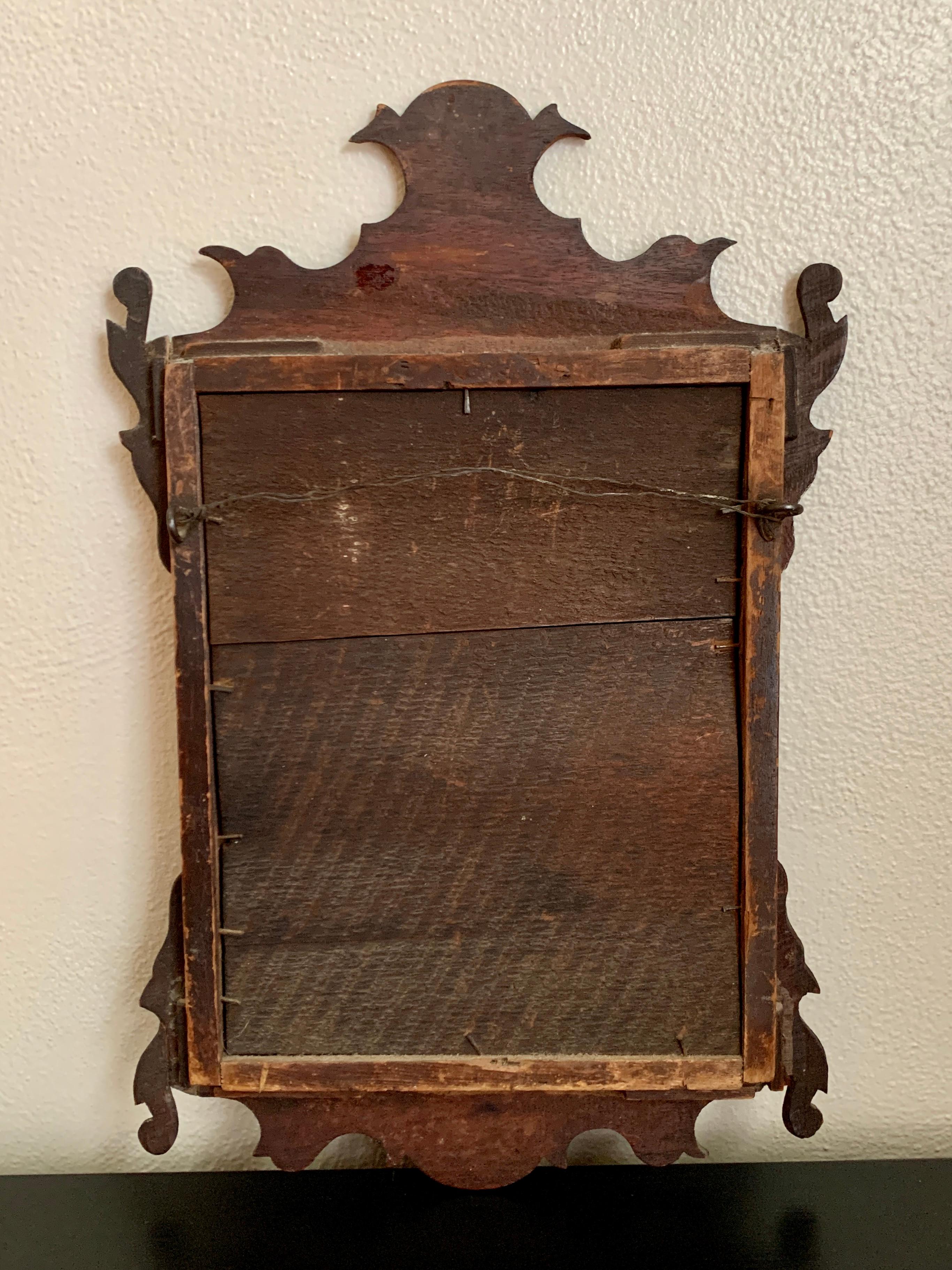Antique Early American Chippendale Mahogany Mirror, fin du 18e siècle en vente 10
