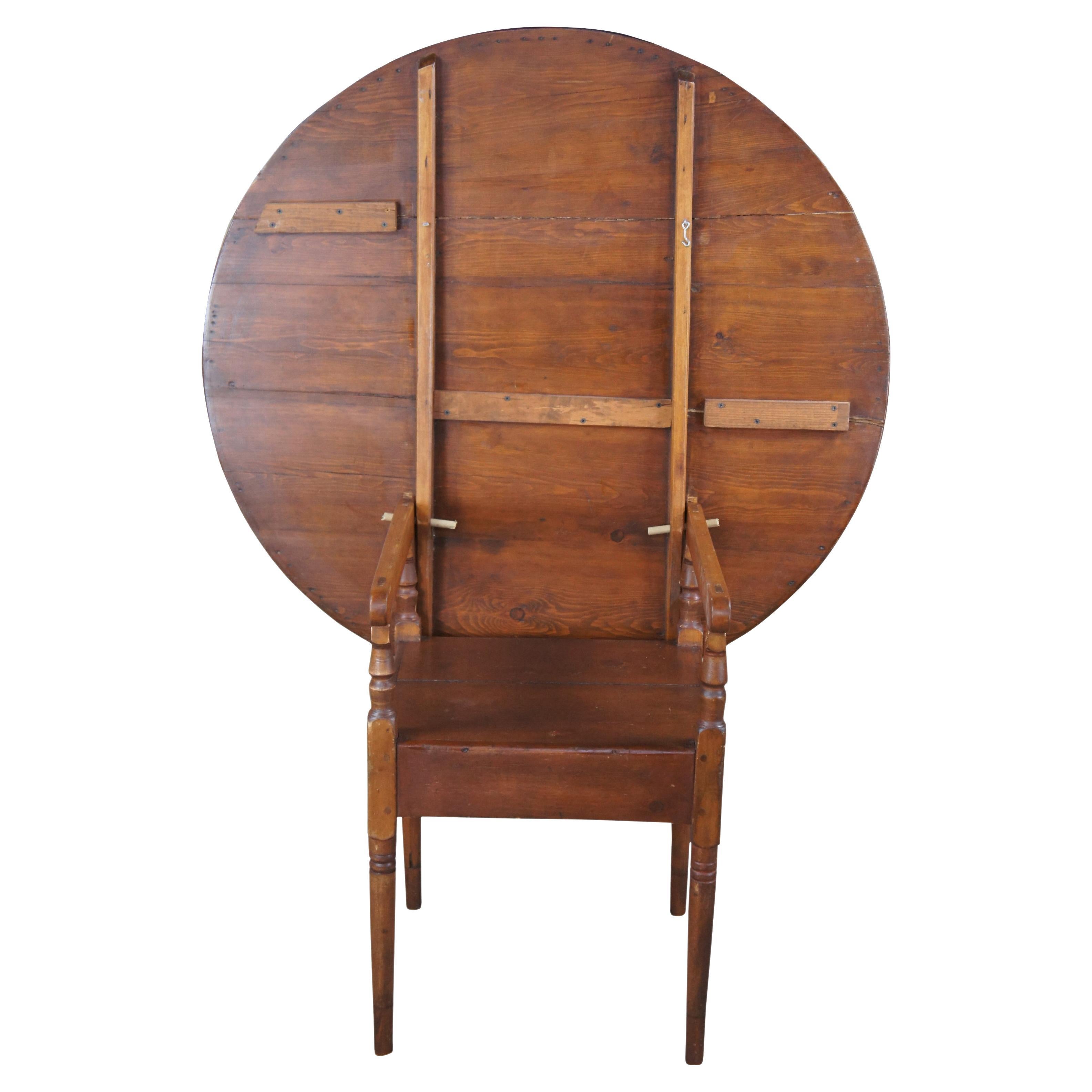 The term hutch table took form in the early 18th century when it was important to maximize storage and space. The combination of a table and a chest that could quickly be converted into a chair. This beautiful example comes to us from the first half