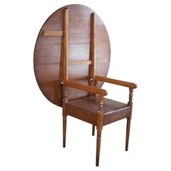 Antique Early American Colonial Pine Round Tilt Top Tavern Table Chair Bench