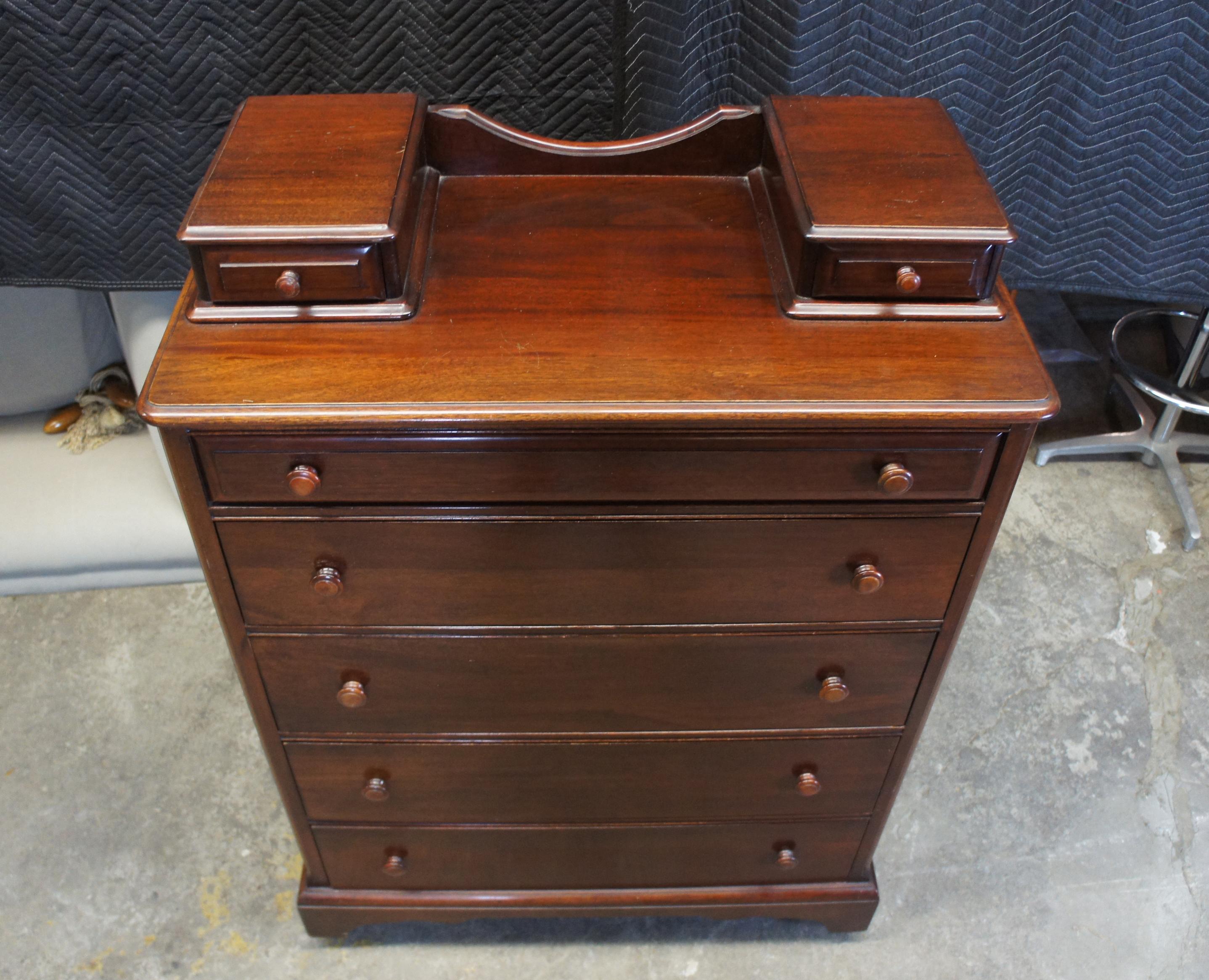 Antique Early American Mahogany Tallboy Country Dresser Chest of Drawers In Good Condition In Dayton, OH
