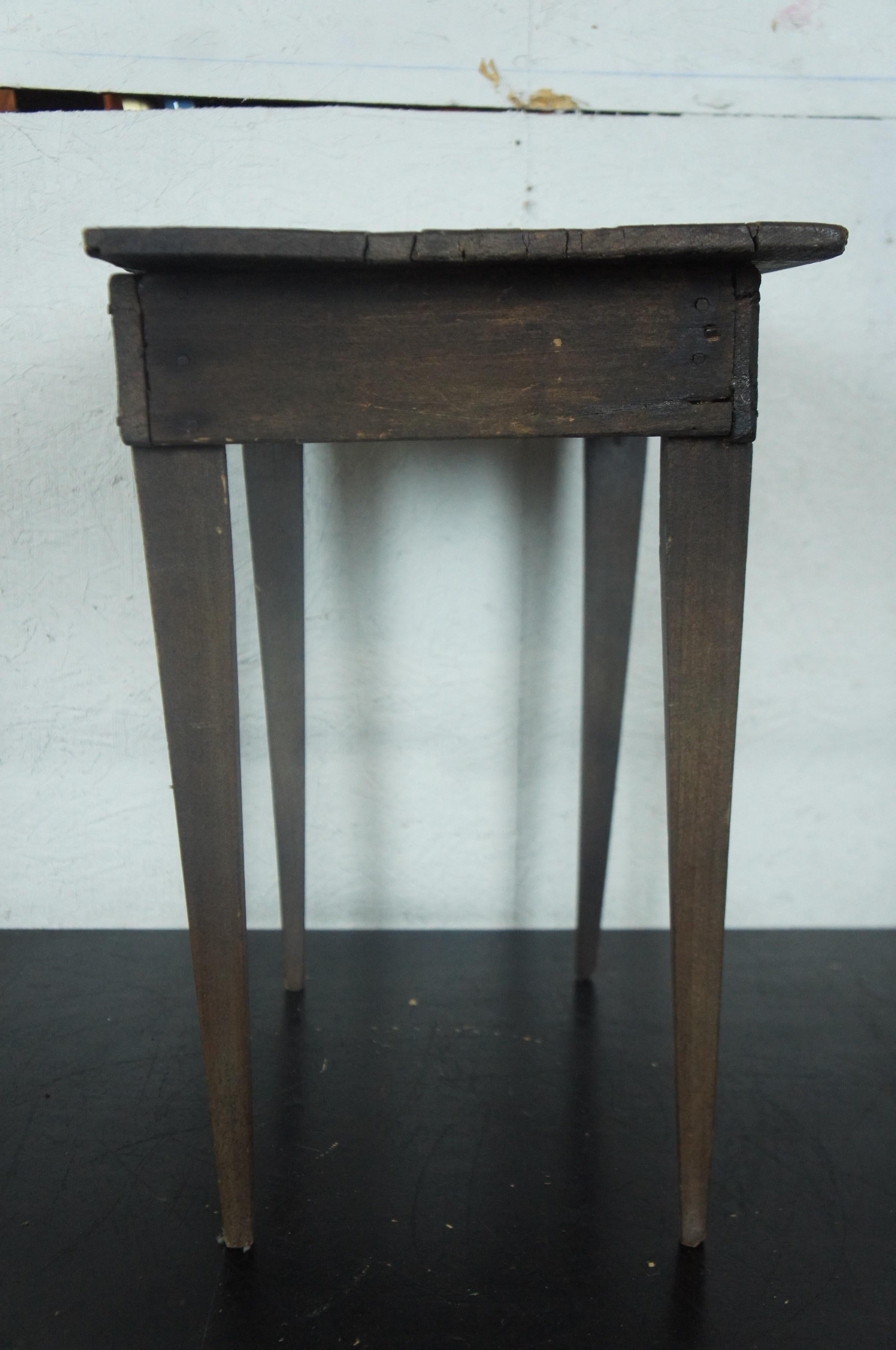 Antique Early American Painted Pine Childrens Writing Desk Side End Table Drawer For Sale at 1stDibs