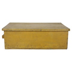 Antique Early American Painted Pine Toy Storage Blanket Chest Trunk Yellow