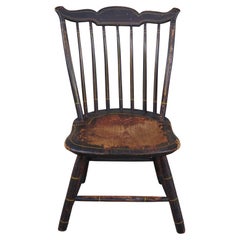 Antique Early American Painted Windsor Spindle Back Step Down Chair Farmhouse