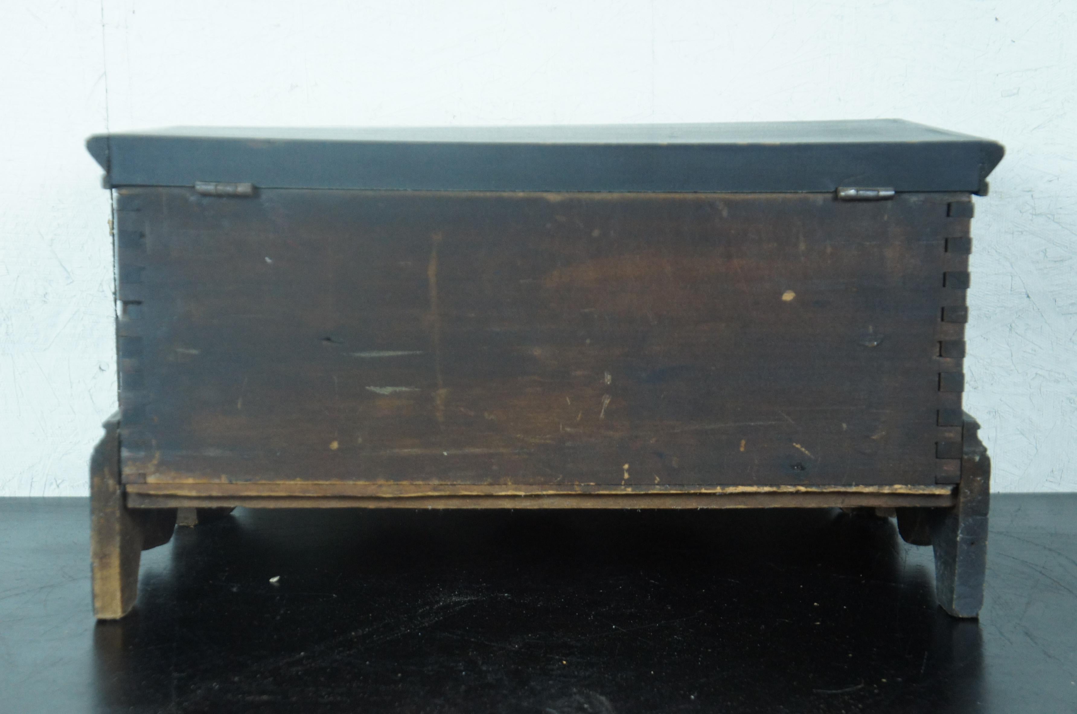 19th Century Antique Early American Painted Wood Hope Chest Trunk Toy Storage Salesman Sample