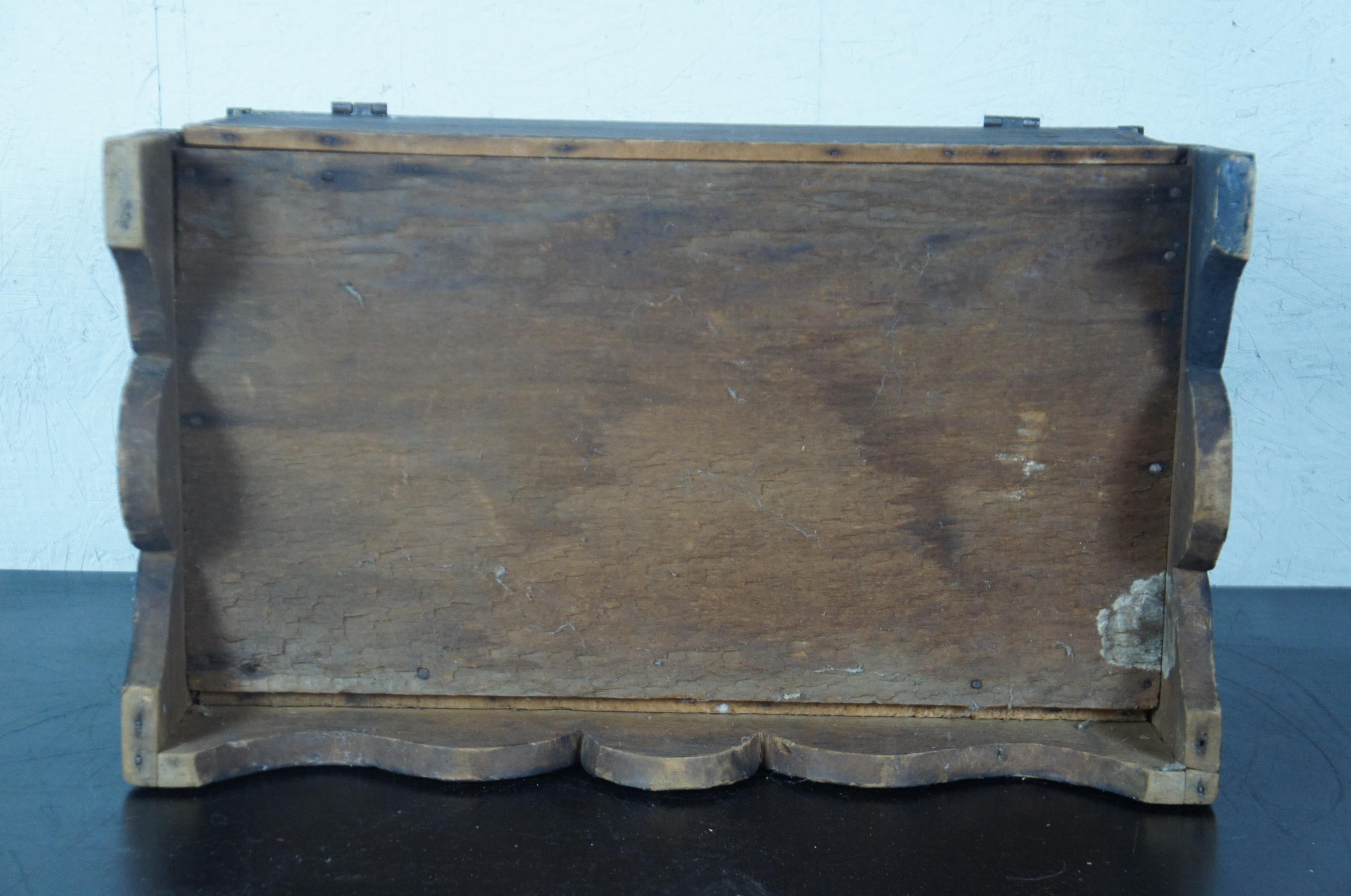 Hardwood Antique Early American Painted Wood Hope Chest Trunk Toy Storage Salesman Sample