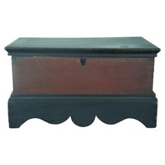 Antique Early American Painted Wood Hope Chest Trunk Toy Storage Salesman Sample