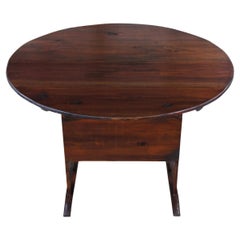 Antique Early American Pine Tilt Top Shoe Foot Hutch Table Tavern Chair Storage