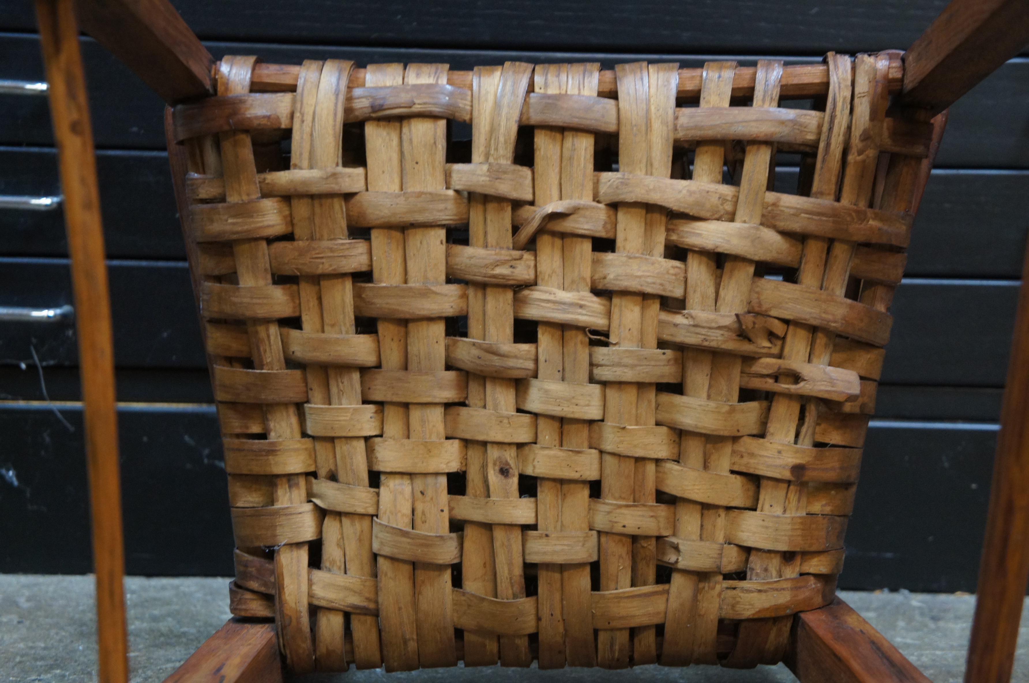 Antique Early American Pine and Woven Rattan Shaker High Chair Child Doll Seat 1