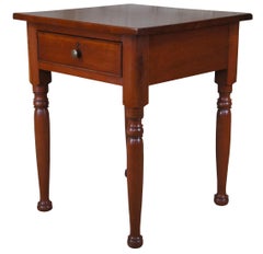Antique Early American Soid Cherry Side Accent Table Nightstand