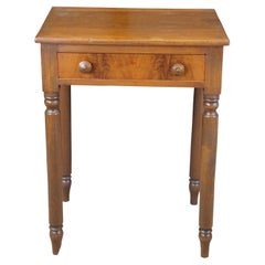 Antique Early American Primitve Flame Mahogany Side Accent Table Nightstand