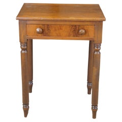 Antique Early American Primitve Flame Mahogany Side Accent Table Nightstand