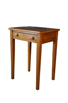 Antique Early American Sheraton Style Oak Farmhouse Side Work Table W/ Drawer