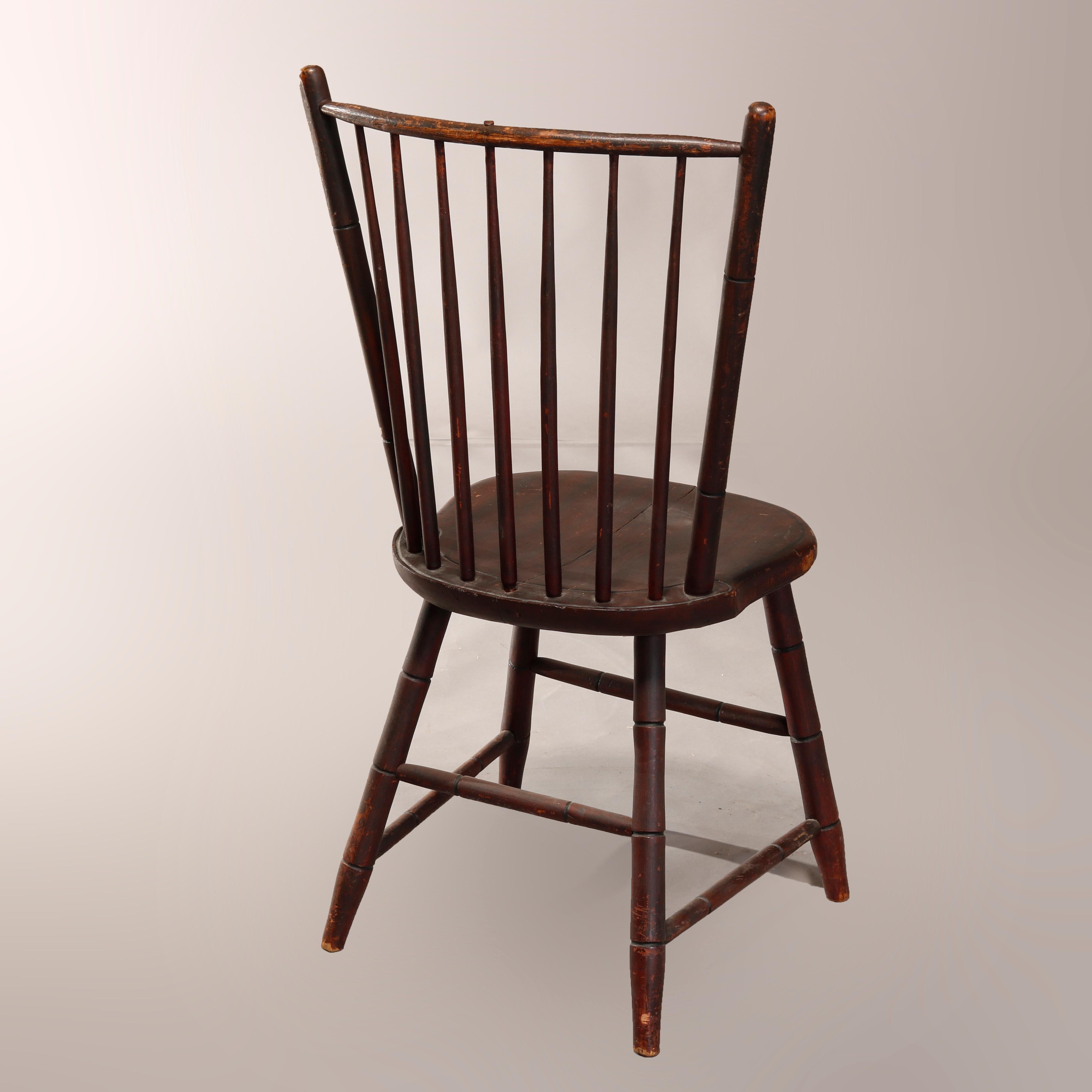 American Colonial Antique Early American Stenciled Windsor Chair, 19th Century