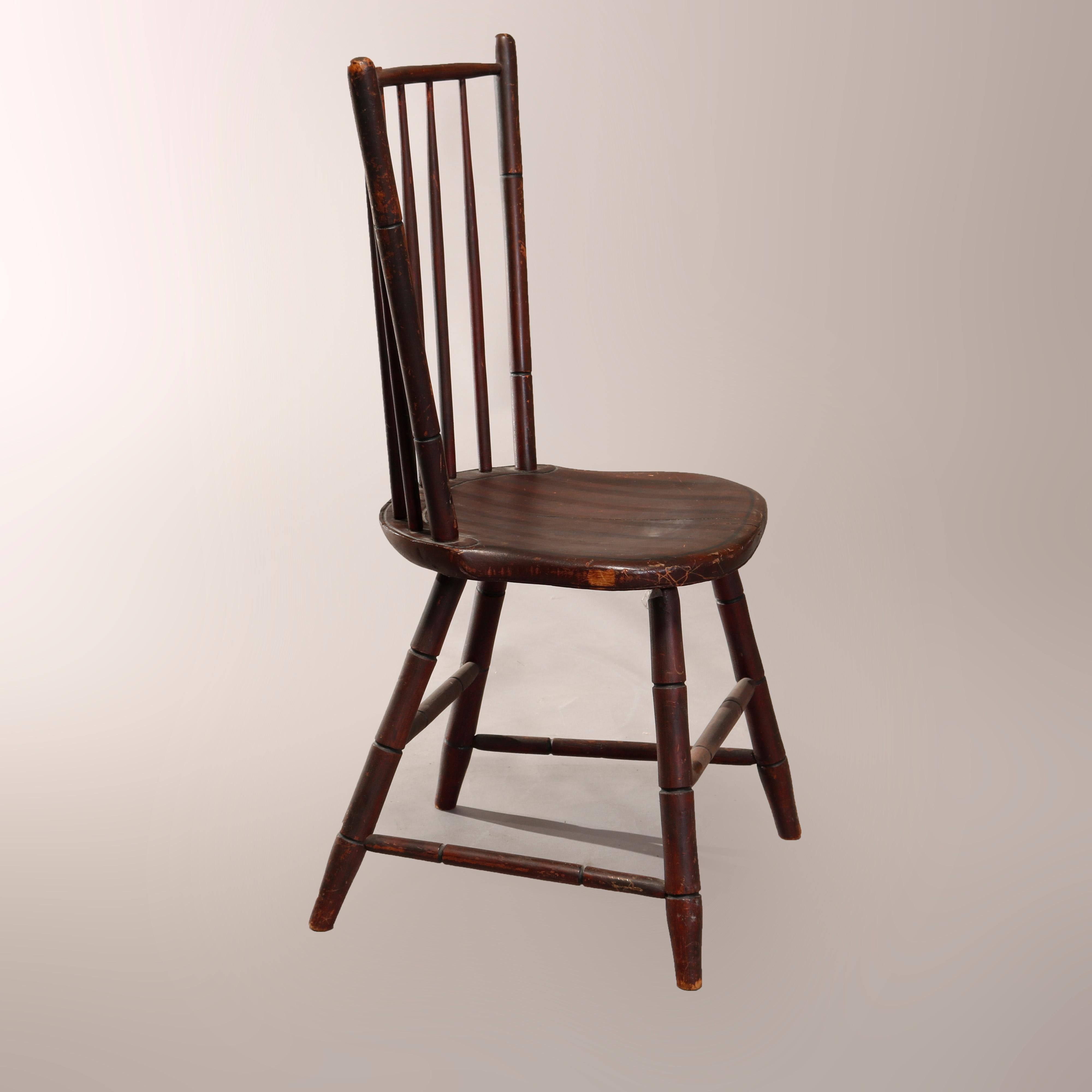 Antique Early American Stenciled Windsor Chair, 19th Century In Good Condition In Big Flats, NY