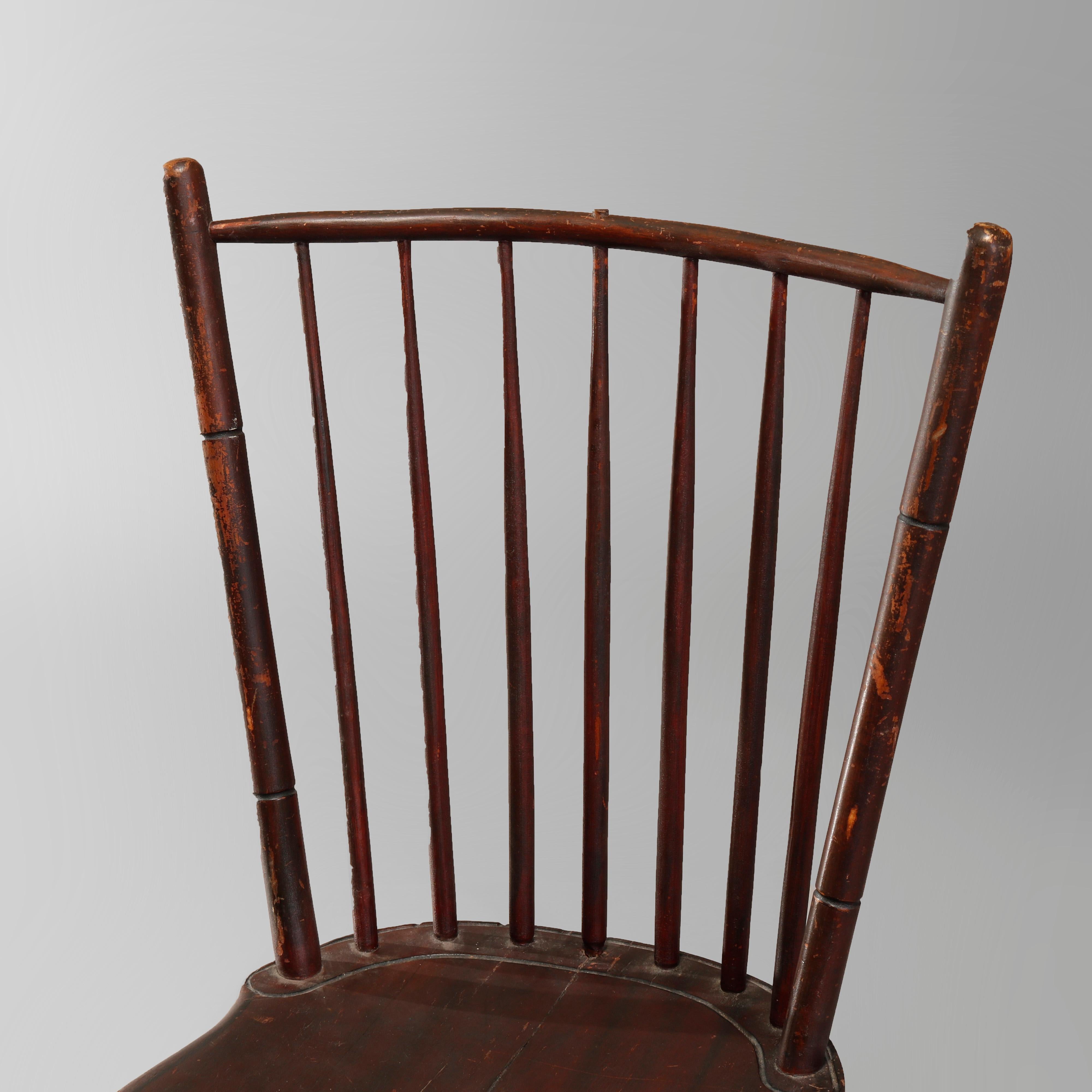 Wood Antique Early American Stenciled Windsor Chair, 19th Century