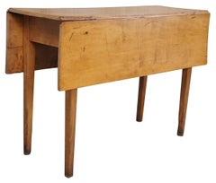 Antico tavolo da pranzo da fattoria in legno di tulipano americano a foglia rovesciata Console