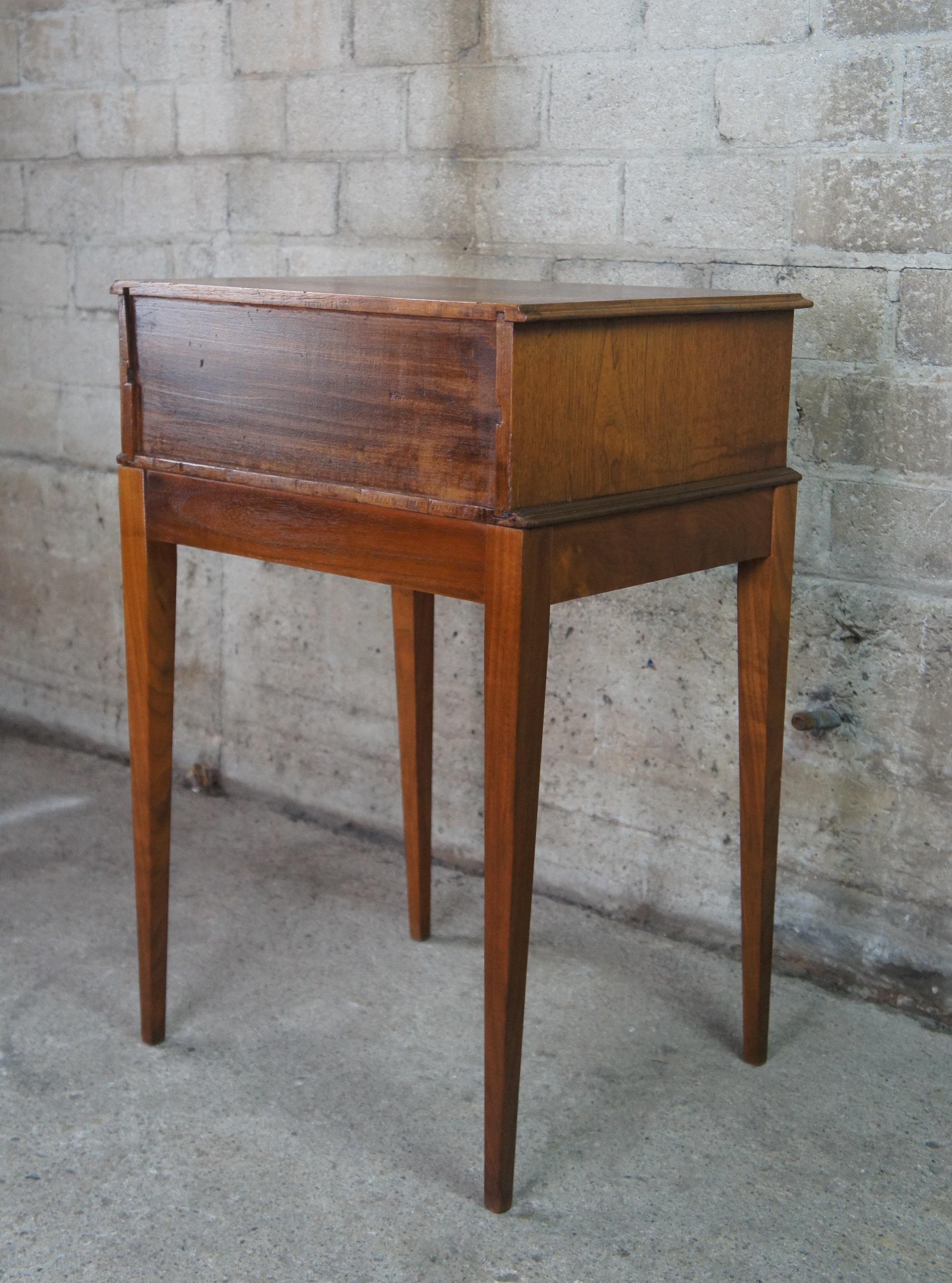 Antique Early American Walnut 2 Drawer Spool Sewing Cabinet Side Table Stand 1