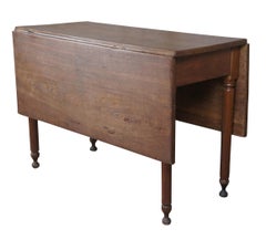 Antique Early American Walnut Drop Leaf Farmhouse Dining Table Entry Console 41"