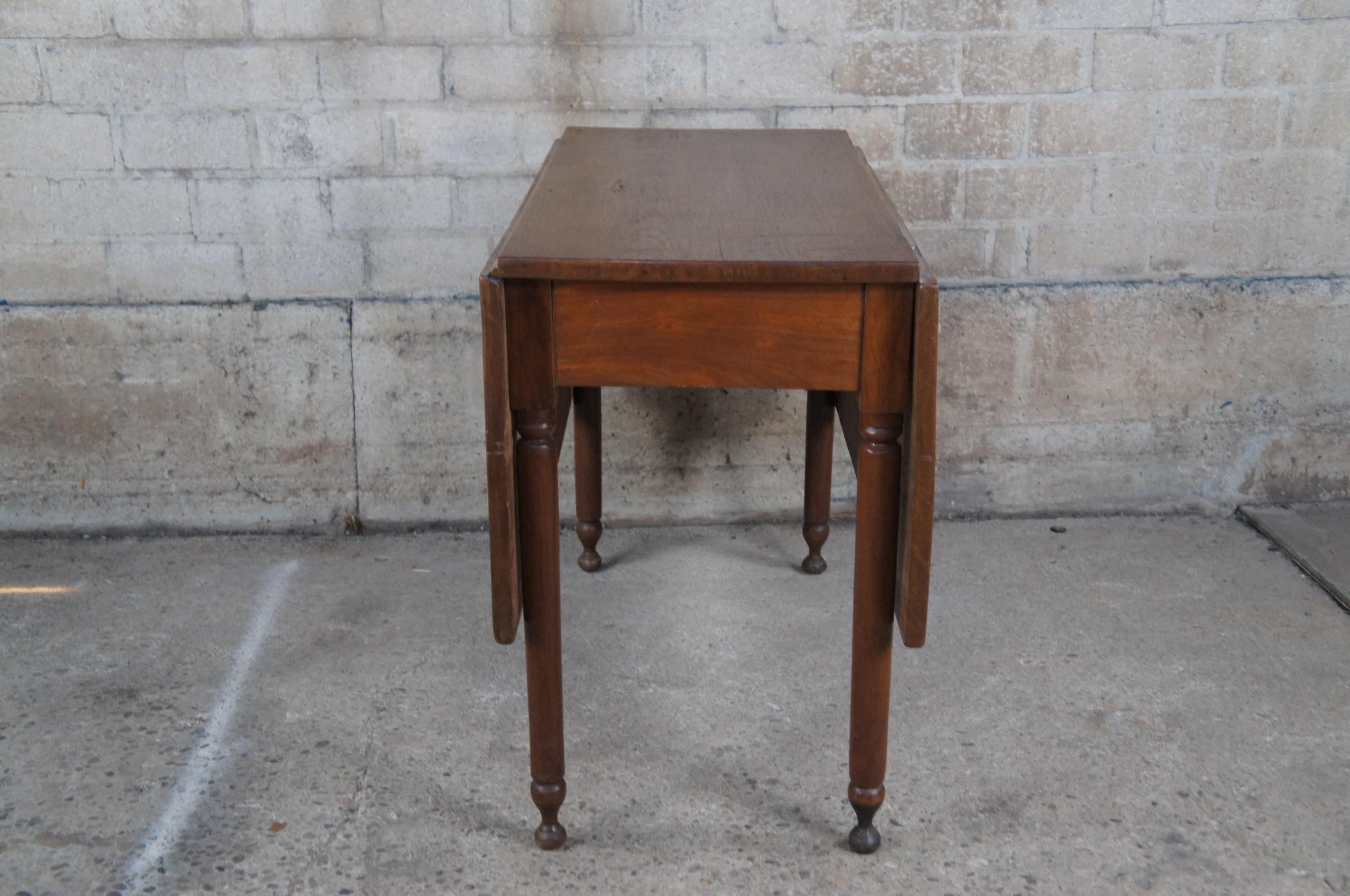 American Colonial Antique Early American Walnut Drop Leaf Farmhouse Dining Table Entry Console 41