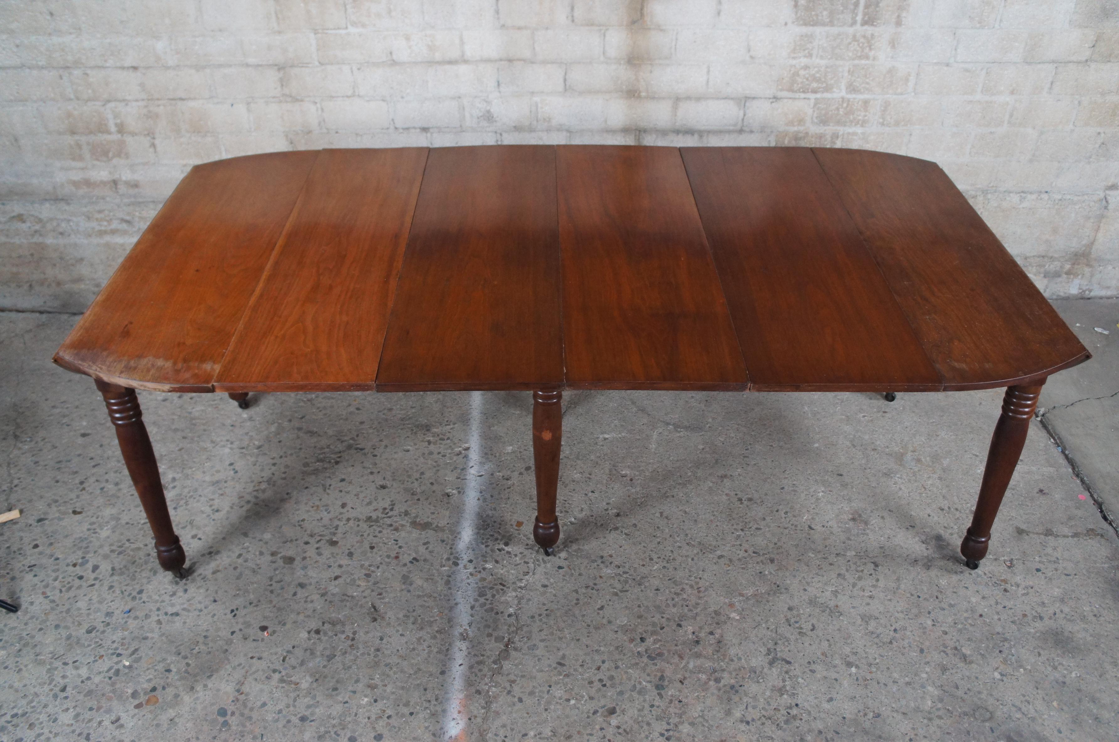 Antique Early American Walnut Extendable Oval Drop Leaf Farmhouse Dining Table 1